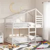 Image de vidaXL Lit superposé avec toit blanc 80x200 cm bois massif de pin, lit, cadre de lit, lit mezzanine, meuble de chambre, 3281959