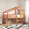 Image de vidaXL Lit haut avec toit cire marron 90x190 cm bois de pin massif, lit, cadre de lit, lit mezzanine, meuble de chambre 3281982