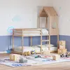 Image de vidaXL Lit superposé avec toit 90x190 cm bois massif de pin, lit, cadre de lit, lit mezzanine, meuble de chambre, sommier, 3282005