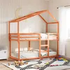 Image de vidaXL Stapelbed met bedhuis massief grenenhout wasbruin 90x200 cm3282038