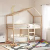 Image de vidaXL Lit superposé avec toit 90x200 cm bois de pin massif, lit, cadre de lit, lit mezzanine, meuble de chambre, sommier, 3282039