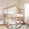 Image de vidaXL Lit superposé avec toit 90x190 cm bois massif de pin, lit, cadre de lit, lit mezzanine, meuble de chambre, sommier, 3282047