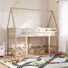 Image de vidaXL Lit superposé et échelle et toit 80x200 cm bois de pin massif, lit intermédiaire, lit mezzanine avec échelle, lit 3282112
