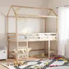 Image de vidaXL Lit superposé et échelle et toit 90x190 cm bois de pin massif, lit intermédiaire, lit mezzanine avec échelle, lit 3282154