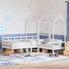 Image de vidaXL Kinderbed met huisje en bankje massief grenenhout wit 80x200 cm3282333
