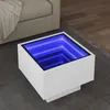 Image de vidaXL Table d'appoint avec LED blanc 40x40x30 cm bois d'ingénierie, bout de canapé, table de canapé, table de salon, table 847497