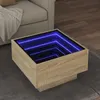 Image de vidaXL Table basse avec LED chêne sonoma 50x50x30 cm bois d'ingénierie, table d'appoint, table de salon, table latérale, 847506