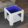Image de vidaXL Table basse avec LED blanc 53x53x45 cm bois d'ingénierie, table d'appoint, table de salon, table latérale, bout de 847539