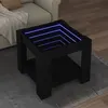 Image de vidaXL Table basse avec LED noir 53x53x45 cm bois d'ingénierie, table d'appoint, table de salon, table latérale, bout de 847540