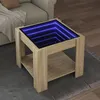 Image de vidaXL Table basse avec LED chêne sonoma 53x53x45 cm bois d'ingénierie, table d'appoint, table de salon, table latérale, 847541