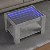 Image de vidaXL Table basse avec LED gris béton 73x53x45 cm bois d'ingénierie, table d'appoint, table de salon, table latérale, bout 847549