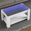 Image de vidaXL Table basse avec LED blanc 93x53x45 cm bois d'ingénierie, table d'appoint, table de salon, table latérale, bout de 847553