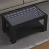 Image de vidaXL Table basse avec LED noir 93x53x45 cm bois d'ingénierie, table d'appoint, table de salon, table latérale, bout de 847554