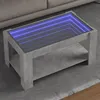 Image de vidaXL Table basse avec LED gris béton 93x53x45 cm bois d'ingénierie, table d'appoint, table de salon, table latérale, bout 847556