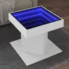 Image de vidaXL Table basse avec LED blanc 50x50x45 cm bois d'ingénierie, table d'appoint, table de salon, table latérale, bout de 847560