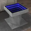 Image de vidaXL Table basse avec LED gris béton 50x50x45 cm bois d'ingénierie, table d'appoint, table de salon, table latérale, bout 847563
