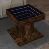 Image de vidaXL Table basse avec LED chêne fumé 50x50x45 cm bois d'ingénierie, table d'appoint, table de salon, table latérale, bout 847564