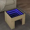 Image de vidaXL Table basse avec LED infini chêne sonoma 40x40x30 cm, table d'appoint, table de salon, table latérale, bout de 847597