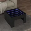 Image de vidaXL Table basse avec LED infini noir 50x50x30 cm, table d'appoint, table de salon, table latérale, bout de canapé, table 847603