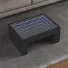Image de vidaXL Table basse avec LED infini noir 70x50x30 cm, table d'appoint, table de salon, table latérale, bout de canapé, table 847610