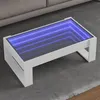 Image de vidaXL Table basse avec LED infini blanc 90x53x30 cm, table d'appoint, table de salon, table latérale, bout de canapé, table 847637