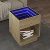 Image de vidaXL Table basse avec LED infini chêne sonoma 40x40x50 cm, table d'appoint, table de salon, table latérale, bout de 847646