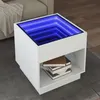 Image de vidaXL Table basse avec LED infini blanc 50x50x50 cm, table d'appoint, table de salon, table latérale, bout de canapé, table 847651