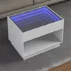 Image de vidaXL Table basse avec LED infini blanc 70x50x50 cm, table d'appoint, table de salon, table latérale, bout de canapé, table 847658