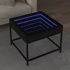 Image de vidaXL Table basse avec LED Infinity noir 50x50x41 cm, table d'appoint, table de salon, table latérale, bout de canapé, 847677