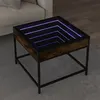 Image de vidaXL Table basse avec LED Infinity chêne fumé 50x50x41 cm, table d'appoint, table de salon, table latérale, bout de 847679