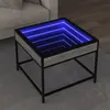 Image de vidaXL Table basse avec LED Infinity sonoma gris 50x50x41 cm, table d'appoint, table de salon, table latérale, bout de 847680