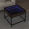 Image de vidaXL Table basse avec LED Infinity chêne marron 50x50x41 cm, table d'appoint, table de salon, table latérale, bout de 847681