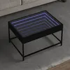 Image de vidaXL Table basse avec LED infini noir 70x50x41 cm, table d'appoint, table de salon, table latérale, bout de canapé, table 847682