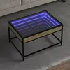 Image de vidaXL Table basse avec LED infini chêne sonoma 70x50x41 cm, table d'appoint, table de salon, table latérale, bout de 847683