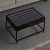 Image de vidaXL Table basse avec LED infini chêne fumé 70x50x41 cm, table d'appoint, table de salon, table latérale, bout de canapé, 847684