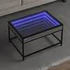 Image de vidaXL Table basse avec LED infini sonoma gris 70x50x41 cm, table d'appoint, table de salon, table latérale, bout de canapé, 847685
