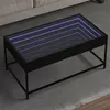 Image de vidaXL Table basse avec LED infini noir 90x50x41 cm, table d'appoint, table de salon, table latérale, bout de canapé, table 847687
