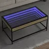 Image de vidaXL Table basse avec LED infini chêne sonoma 90x50x41 cm, table d'appoint, table de salon, table latérale, bout de 847688
