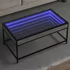 Image de vidaXL Table basse avec LED infini sonoma gris 90x50x41 cm, table d'appoint, table de salon, table latérale, bout de canapé, 847690