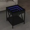 Image de vidaXL Table basse avec LED Infinity noir 40x40x49 cm, table d'appoint, table de salon, table latérale, bout de canapé, 847692