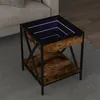 Image de vidaXL Table basse avec LED Infinity chêne fumé 40x40x49 cm, table d'appoint, table de salon, table latérale, bout de 847694