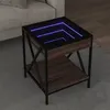 Image de vidaXL Table basse avec LED Infinity chêne marron 40x40x49 cm, table d'appoint, table de salon, table latérale, bout de 847696