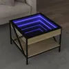 Image de vidaXL Table basse avec LED infini chêne sonoma 50x50x38 cm, table d'appoint, table de salon, table latérale, bout de 847698