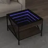 Image de vidaXL Table basse avec LED Infinity chêne marron 50x50x38 cm, table d'appoint, table de salon, table latérale, bout de 847701