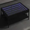 Image de vidaXL Table basse avec LED infini noir 70x50x38 cm, table d'appoint, table de salon, table latérale, bout de canapé, table 847702