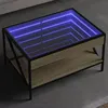 Image de vidaXL Table basse avec LED infini chêne sonoma 70x50x38 cm, table d'appoint, table de salon, table latérale, bout de 847703