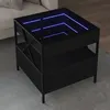 Image de vidaXL Table basse avec LED Infinity noir 50x50x51 cm, table d'appoint, table de salon, table latérale, bout de canapé, 847712