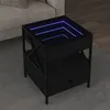 Image de vidaXL Table basse avec LED Infinity noir 40x40x51 cm, table latérale, table de salon, table d'accent, bout de canapé, table 847717