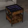 Image de vidaXL Table basse avec LED Infinity chêne fumé 40x40x51 cm, table latérale, table de salon, table d'accent, bout de canapé, 847719