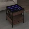Image de vidaXL Table basse avec LED Infinity chêne marron 40x40x51 cm, table latérale, table de salon, table d'accent, bout de 847721